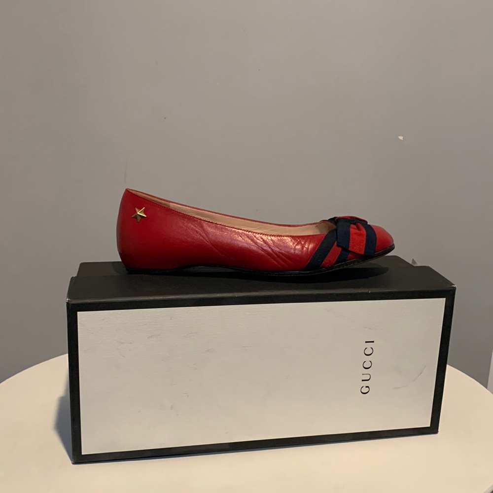 💕Gucci Red leather flats